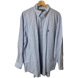 Ralph Lauren Blue Plaid Work Shirt Men's Size 16.5 32/33